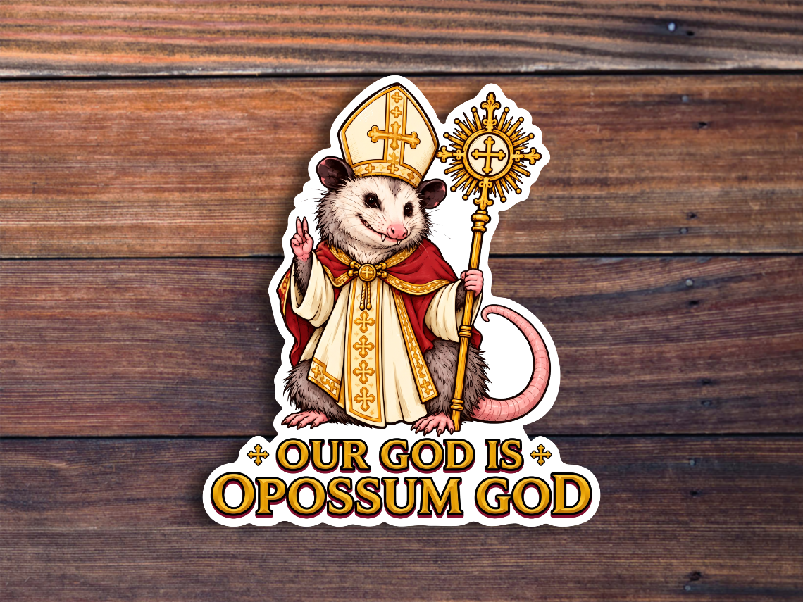 Our God Is Opossum God Sticker
