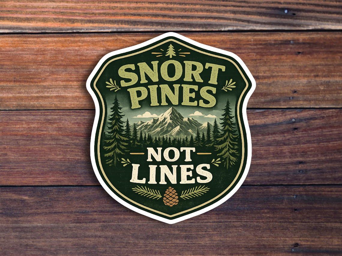 Snort Pines Not Lines Sticker