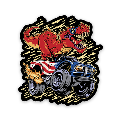 T-Rex On A Monster Truck Sticker