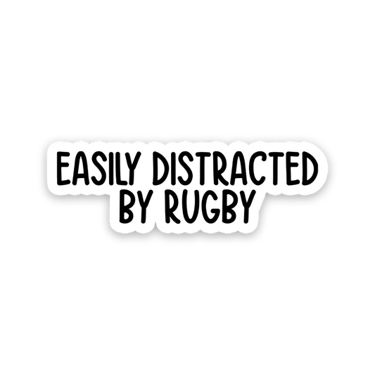 Easily Distracted By Rugby Text Sticker