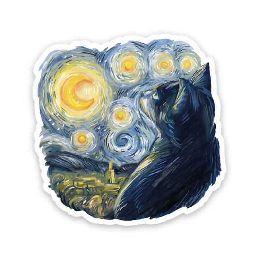 Vincent Van Gogh's The Starry Night Cat Sticker
