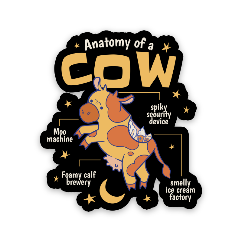 Anatomy Of A Cow Dark Sticker