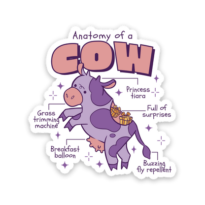 Anatomy Of A Cow Vinyl Sticker