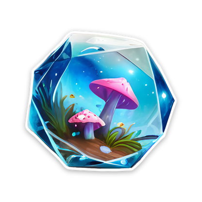 D20 Mushroom Terrarium Sticker