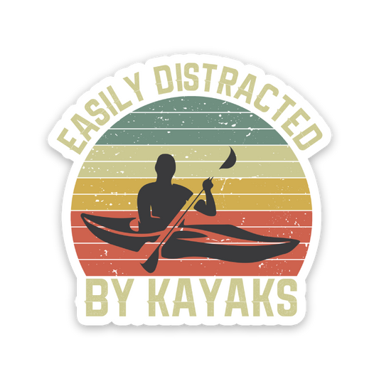 Easily Distracted By Kayaks Sticker