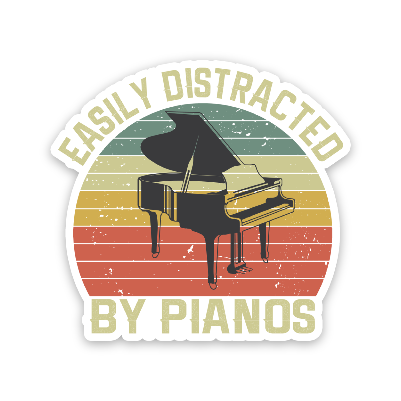 Easily Distracted By Pianos Sticker