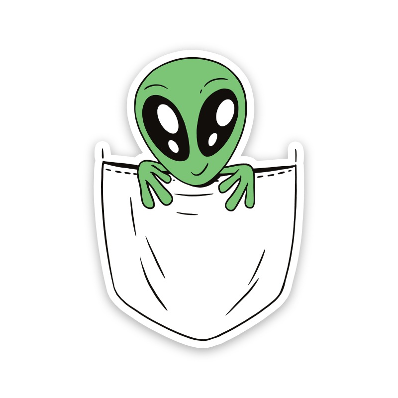 Space Alien In A Pocket Sticker