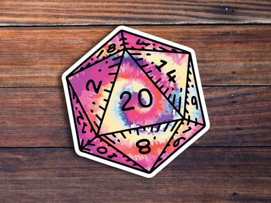 D20 Tie-Dye Sticker