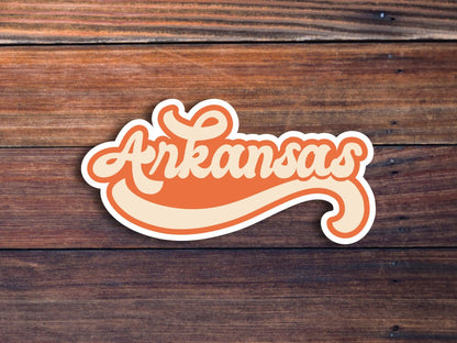Arkansas Retro Text Vinyl Sticker, Arkansas State Decal, USA State Laptop Stickers, State Of Arkansas Sticker, College Student Gift Ideas
