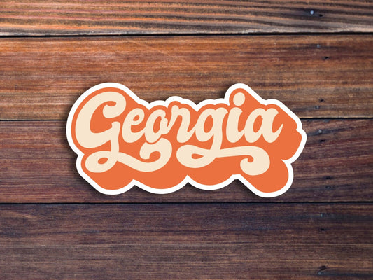 Georgia Retro Text Vinyl Sticker, Georgia State Decal, USA State Laptop Stickers, State Of Georgia Sticker, College Student Gift Ideas