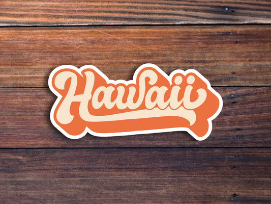 Hawaii Retro Text Vinyl Sticker, Hawaii State Decal, USA State Laptop Stickers, State Of Hawaii Sticker, College Student Gift Ideas