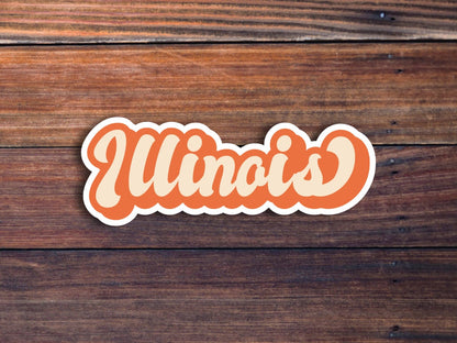 Illinois Retro Text Vinyl Sticker, Illinois State Decal, USA State Laptop Stickers, State Of Illinois Sticker, College Student Gift Ideas