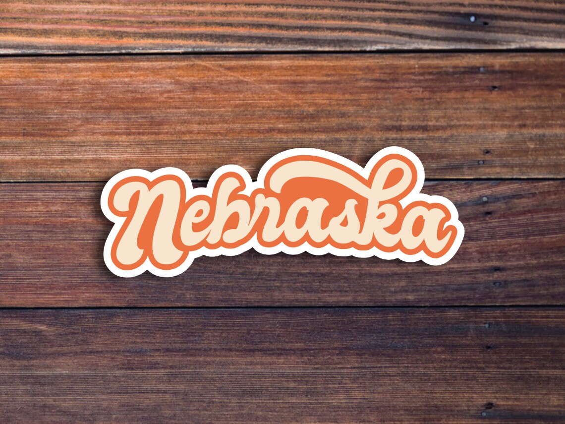 Nebraska Retro Text Vinyl Sticker, Nebraska Stickers, Nebraska Decal, USA State Stickers, State Of Nebraska Sticker, Nebraska State Stickers