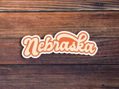 Nebraska Retro Text Vinyl Sticker, Nebraska Stickers, Nebraska Decal, USA State Stickers, State Of Nebraska Sticker, Nebraska State Stickers