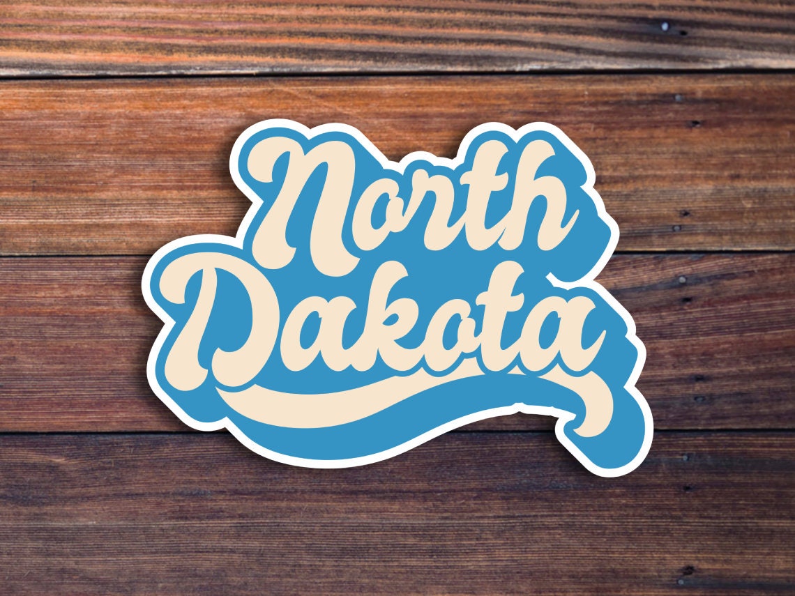 North Dakota Retro Text Vinyl Sticker, North Dakota Stickers, North Dakota Decal, USA State Stickers, State Of North Dakota Sticker