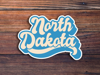 North Dakota Retro Text Vinyl Sticker, North Dakota Stickers, North Dakota Decal, USA State Stickers, State Of North Dakota Sticker
