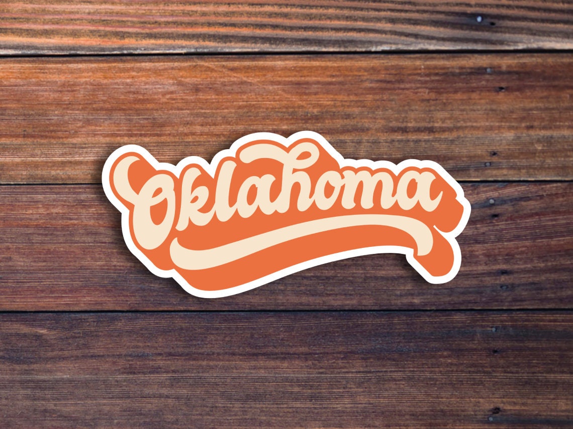 Oklahoma Retro Text Vinyl Sticker, Oklahoma Stickers, Oklahoma Decal, USA State Stickers, State Of Oklahoma Sticker, Oklahoma State Stickers