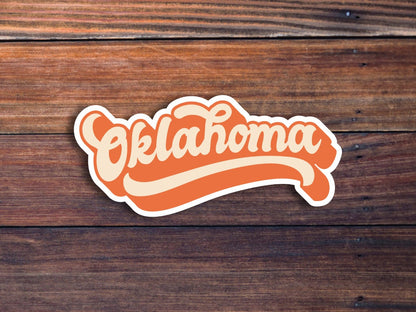Oklahoma Retro Text Vinyl Sticker, Oklahoma Stickers, Oklahoma Decal, USA State Stickers, State Of Oklahoma Sticker, Oklahoma State Stickers