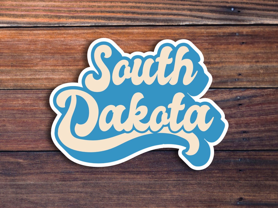 South Dakota Retro Text Vinyl Sticker, South Dakota Stickers, South Dakota Decal, USA State Stickers, State Of South Dakota Sticker