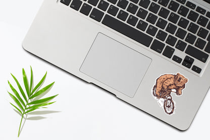 Bear On Bike Sticker, Bike Sticker, Bear Sticker, Cycling Sticker For Laptops, Water Bottles, Planners, Hydroflasks, And More