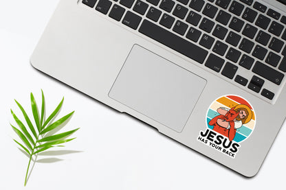 Jesus Has Your Back Sticker, Sarcastic Jiu Jitsu Jesus Sticker, Funny Christian Sticker, Satan Joke Sticker, Devil And Jesus Sticker