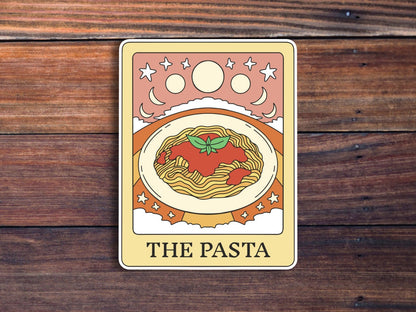 The Pasta Tarot Card Sticker, Funny Silly Tarot Card Sticker For Laptops Water Bottles, Planners, Hydroflasks, And More