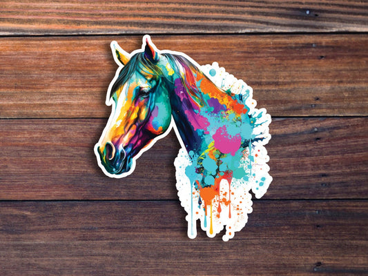 Water Color Horse Sticker, Colorful Rainbow Horse Sticker, Aesthetic Sticker For Laptops, Water Bottles, Planners, Hydroflasks, And More