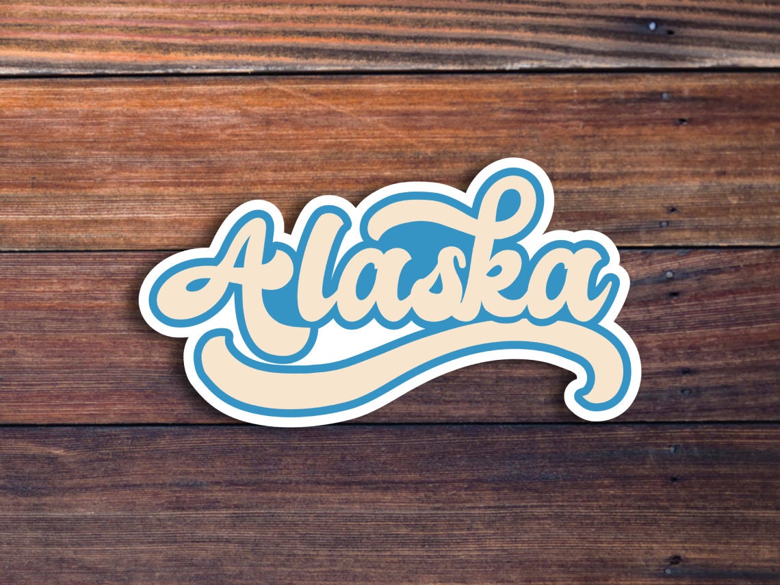 Alaska Retro Text Vinyl Sticker, Alaska State Decal, USA State Laptop Stickers, State Of Alaska Sticker, College Student Gift Ideas