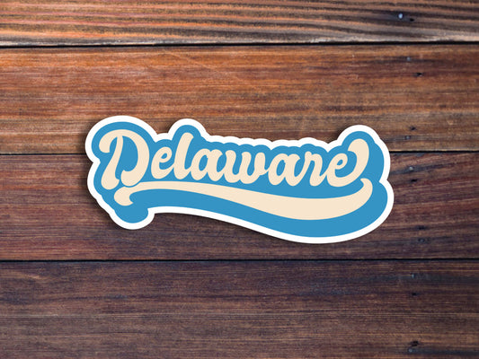 Delaware Retro Text Vinyl Sticker, Delaware State Decal, USA State Laptop Stickers, State Of Delaware Sticker, College Student Gift Ideas