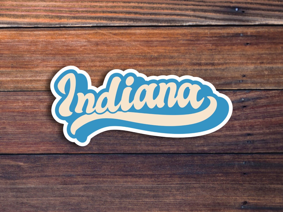 Indiana Retro Text Vinyl Sticker, Indiana State Decal, USA State Laptop Stickers, State Of Indiana Sticker, College Student Gift Ideas