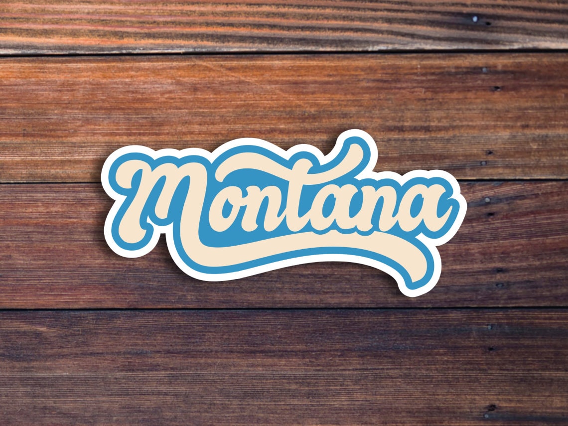 Montana Retro Text Vinyl Sticker, Montana Stickers, Montana Decal, USA State Stickers, State Of Montana Sticker, Montana State Stickers