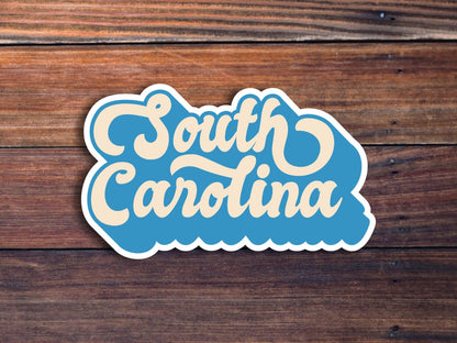 South Carolina Retro Text Vinyl Sticker, South Carolina Stickers, South Carolina Decal, USA State Stickers, State Of South Carolina Sticker