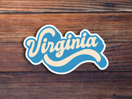 Virginia Retro Text Vinyl Sticker, Virginia Stickers, Virginia Decal, USA State Stickers, State Of Virginia Sticker, Virginia State Stickers