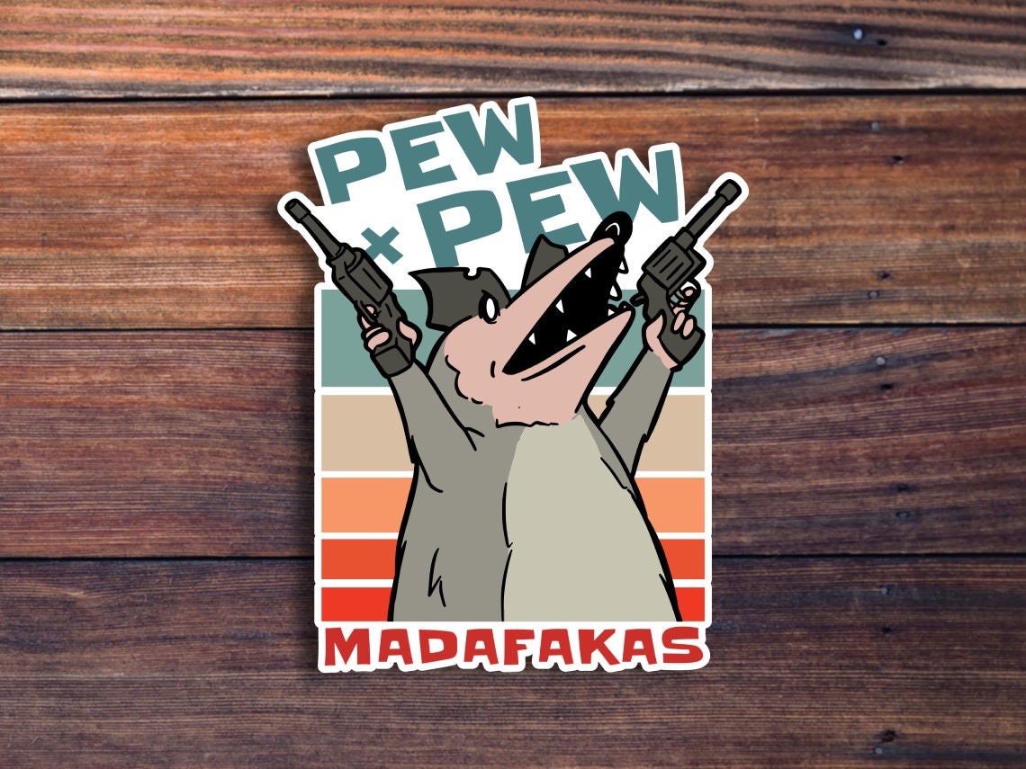 PEW PEW MADAFAKAS Rat Sticker, Funny Sticker, Meme Sticker, Rat With Guns Sticker For Laptops, Water Bottles, Planners, Hydroflasks,And More