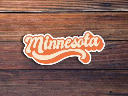 Minnesota Retro Text Weatherproof Sticker, State Sticker, Minnesota Gift, Car Sticker, Laptop Sticker, Water Bottle Sticker, Waterproof