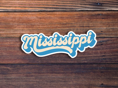 Mississippi Retro Text Vinyl Sticker, Mississippi Decal, US State Stickers, Waterproof, Laptop Sticker, Car Sticker, Water Bottle Sticker