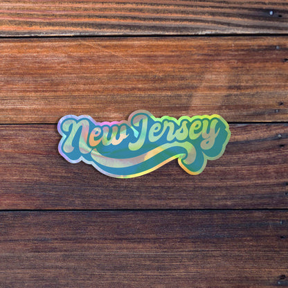 New Jersey Retro Text Vinyl Sticker, New Jersey Decal, High-Quality Waterproof Sticker, US State Stickers, Car Sticker, Laptop Sticker