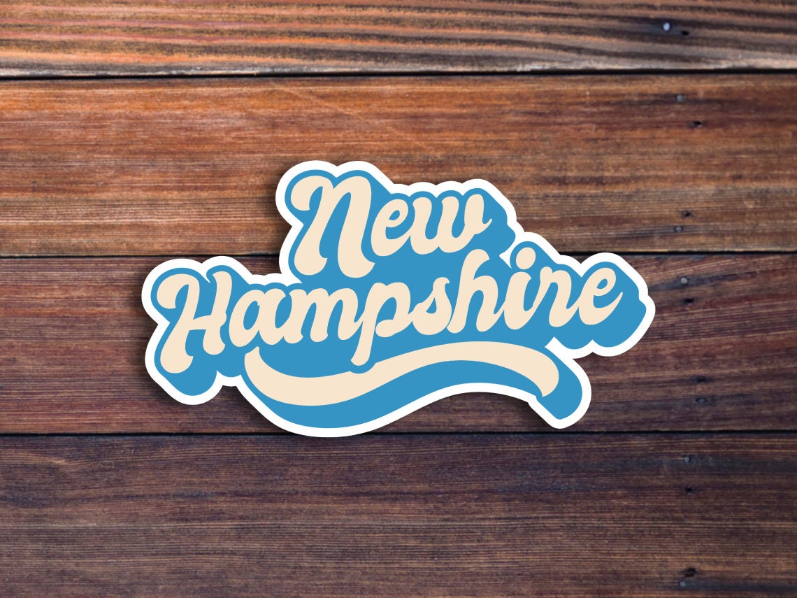 New Hampshire Retro Text Vinyl Sticker, New Hampshire Decal, High-Quality Waterproof Sticker, US State Stickers, Car Sticker, Laptop Sticker