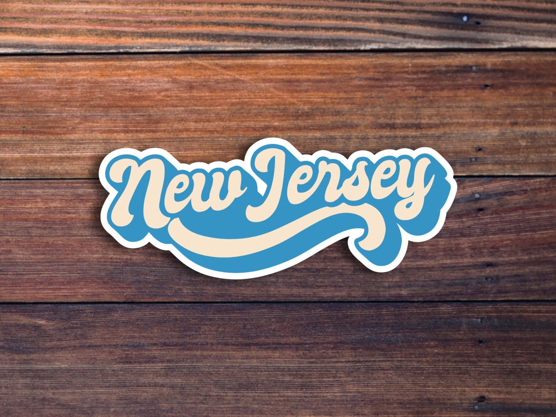New Jersey Retro Text Vinyl Sticker, New Jersey Decal, High-Quality Waterproof Sticker, US State Stickers, Car Sticker, Laptop Sticker