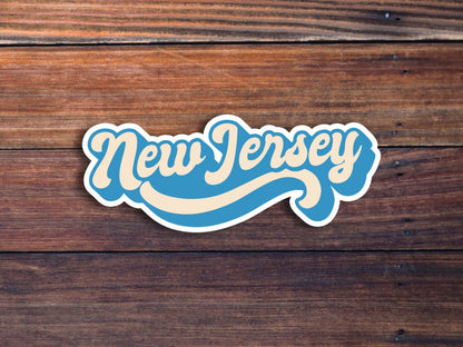 New Jersey Retro Text Vinyl Sticker, New Jersey Decal, High-Quality Waterproof Sticker, US State Stickers, Car Sticker, Laptop Sticker