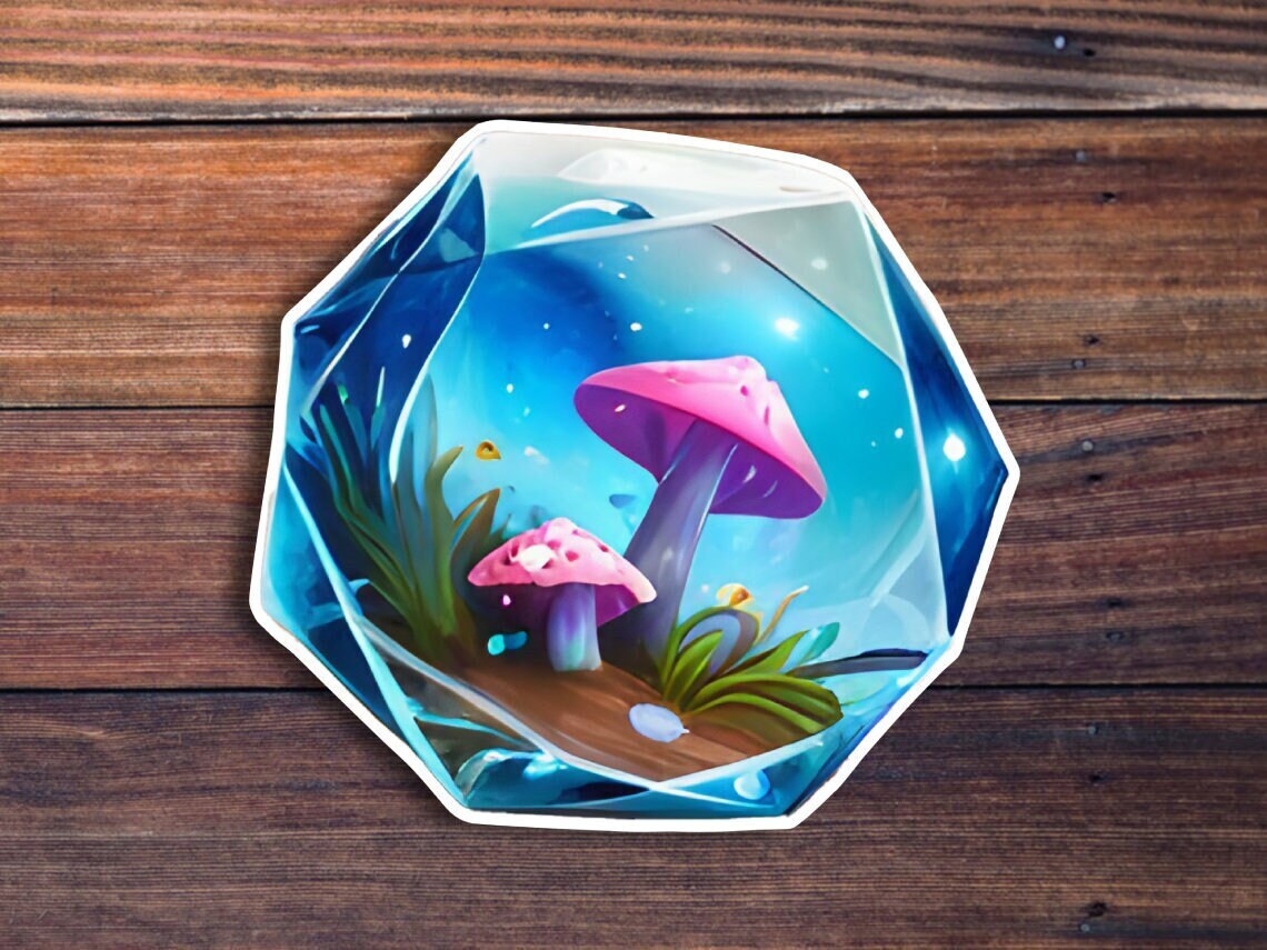 D20 Mushroom Terrarium Sticker