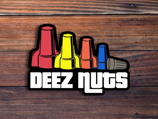 Deez Nuts Sticker, Funny Wire Nut Electrician Sticker for Toolbox, Car, Laptop, Water Bottle, Phone, Computer, Waterproof Vinyl Sticker
