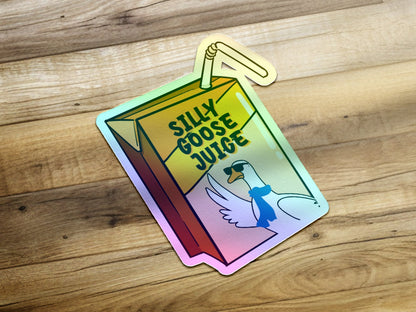 Silly Goose Juice, Funny Sticker For Laptop, Water Bottle, Hydroflask, Phone, Desk, Hard Hat, Computer, Car, Gift,High-Quality Vinyl Sticker