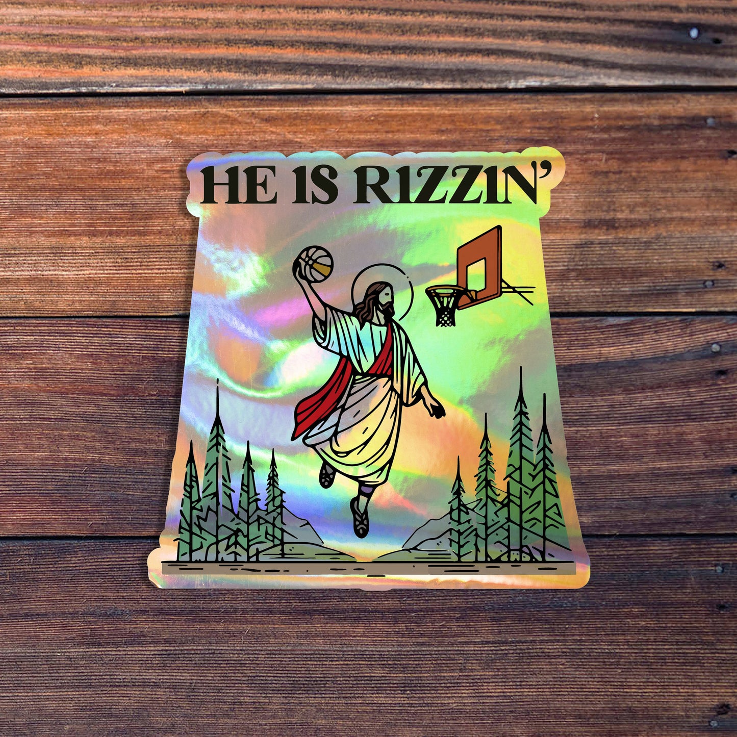 He Is Rizzin' Sticker, Funny Easter Sticker, Jesus Playing Basketball Sticker, Christian Faith Religious Sticker, Meme Sticker, He Is Risen