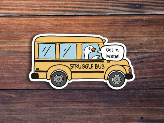 Struggle Bus Sticker, Funny Stickers, Anxiety Retro therapy, Mental Health Decal, Trendy Sticker, Sarcastic Water Bottle Laptop Waterproof
