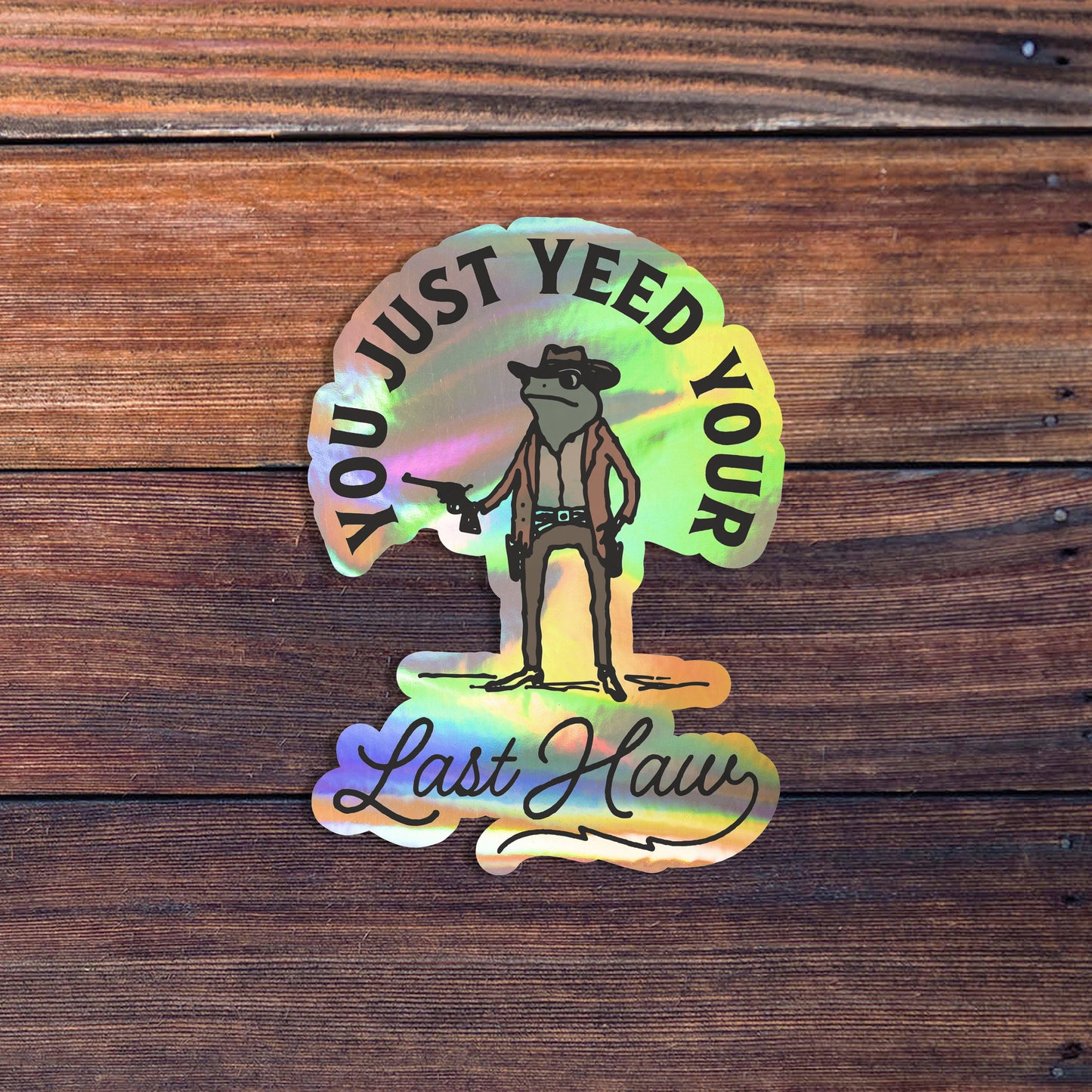You Just Yeed Your Last Haw Sticker, Funny Frog Cowboy Sticker, Western Style Cowboy Frog With Gun Sticker, Vintage Country Sticker, Silly