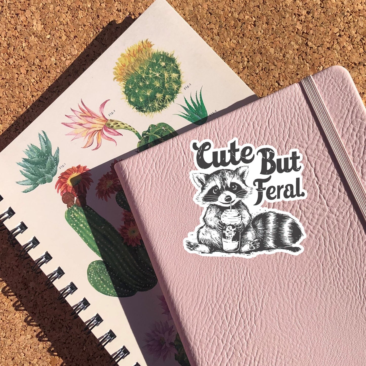 Cute But Feral Raccoon Vinyl Sticker, Sarcastic Snarky Funny Sticker, Adult Humor, Waterproof Sticker Decal