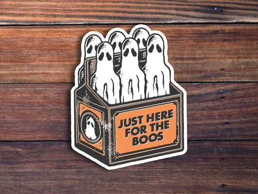 Just Here For The Boos Sticker, Halloween Sticker, Ghost Sticker, 6 Pack Ghost Beer Bottles Sticker, Funny Halloween Sticker, Retro Vintage
