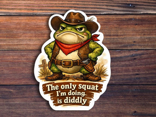 Cowboy Frog Sticker, Funny Western Meme Decal, Laptop Water Bottle Tumbler Graphic