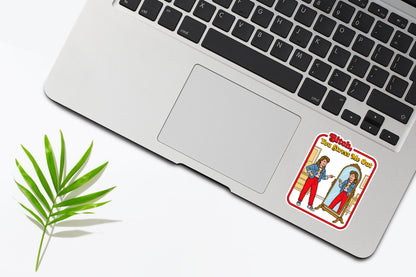 Funny Stress Sticker Bitch You Stress Me Out, Retro 80s Vinyl Decal, Sarcastic Self Care Waterproof Sticker for Laptop, Water Bottle, Car